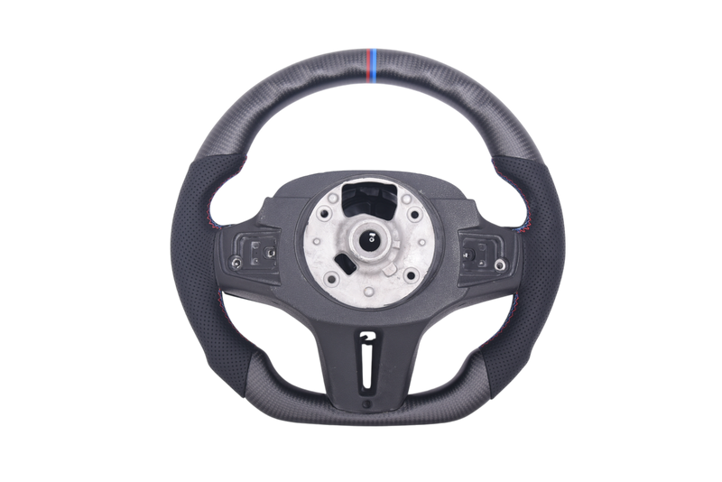 Volant Sport BMW Série G Cuir Mat Carbone - vue de dessus - Becquet Voiture