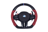 Volant Sport BMW Série G Cuir Rouge Sans Boutons M - vue de face - Becquet Voiture