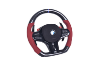Volant Sport BMW Série G Cuir Rouge Sans Boutons M - vue de profil - Becquet Voiture