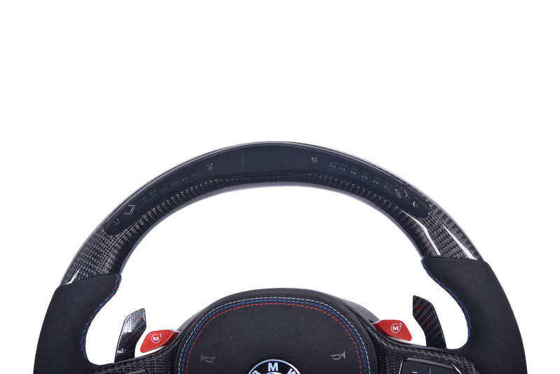 Volant Sport BMW Série G Fibre Carbone Alcantara LED - en situation - Becquet Voiture