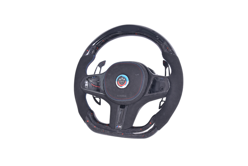 Volant Sport BMW Série G Fibre Carbone Alcantara LED - vue arrière - Becquet Voiture
