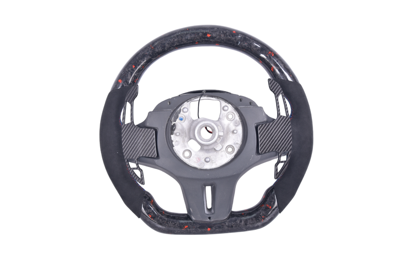 Volant Sport BMW Série G Fibre Carbone Alcantara LED - vue de dessus - Becquet Voiture