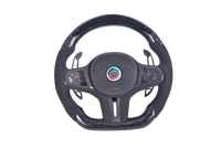 Volant Sport BMW Série G Fibre Carbone Alcantara LED - vue de face - Becquet Voiture