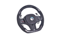 Volant Sport BMW Série G Fibre Carbone Alcantara LED - vue de profil - Becquet Voiture