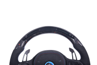 Volant Sport BMW Série G Fibre Carbone Alcantara LED - vue de trois-quarts - Becquet Voiture
