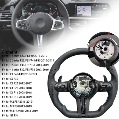 Volant Sport Cuir BMW F30 F10 F20 E90 - vue rapprochée - Becquet Voiture