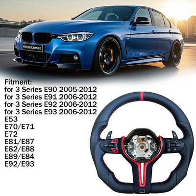 Volant Sport Cuir Démon Flamme BMW Séries F E90 - détail du montage - Becquet Voiture