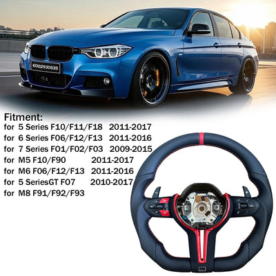 Volant Sport Cuir Démon Flamme BMW Séries F E90 - vue de dessus - Becquet Voiture