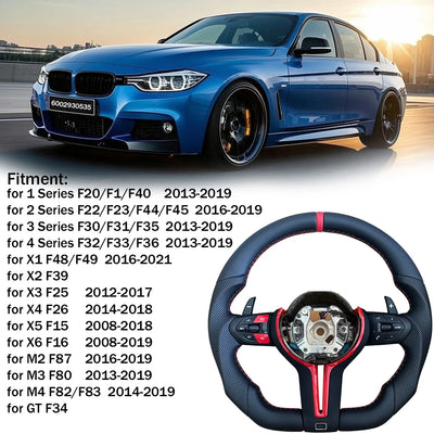 Volant Sport Cuir Démon Flamme BMW Séries F E90 - vue rapprochée - Becquet Voiture