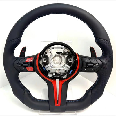 Volant Sport M BMW Série F F30 F10 M3 M5 Bleu Rouge - installé sur véhicule 2 - Becquet Voiture