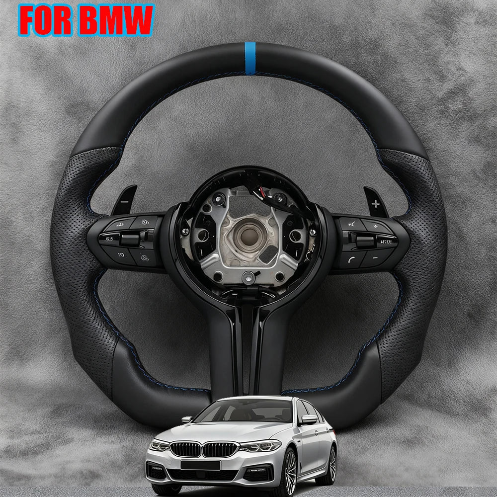 Volant Sport M BMW Série F F30 F10 M3 M5 Bleu Rouge - vue de face - Becquet Voiture