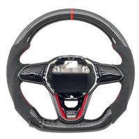 Volant Sport VW Golf 8 GTI R Carbone Alcantara Surpiqures - détail du montage - Becquet Voiture