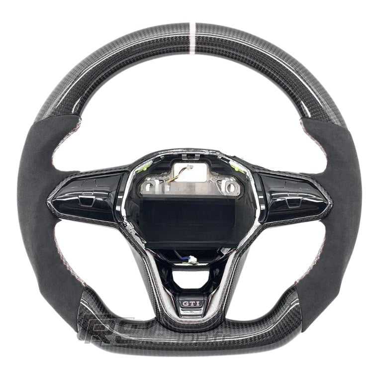 Volant Sport VW Golf 8 GTI R Carbone Alcantara Surpiqures - installé sur véhicule - Becquet Voiture