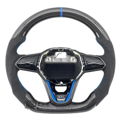 Volant Sport VW Golf 8 GTI R Carbone Alcantara Surpiqures - packshot studio - Becquet Voiture