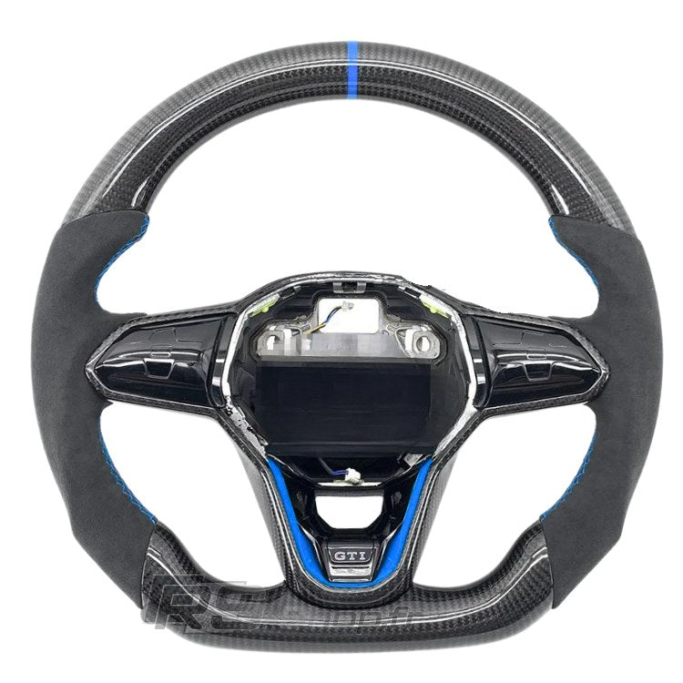 Volant Sport VW Golf 8 GTI R Carbone Alcantara Surpiqures - packshot studio - Becquet Voiture