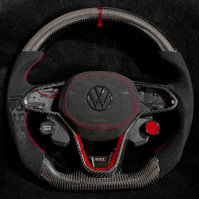 Volant Sport VW Golf 8 GTI R Carbone Alcantara Surpiqures - vue arrière - Becquet Voiture