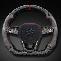 Volant Sport VW Golf 8 GTI R Carbone Alcantara Surpiqures - vue de face - Becquet Voiture