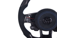 Custom Carbon Fiber Alcantara LED Steering Wheel for Volkswagen Golf 7 - fitted on vehicle - Becquet Voiture