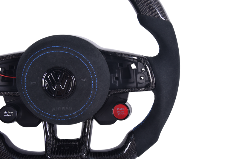 Custom Carbon Fiber Alcantara LED Steering Wheel for Volkswagen Golf 7 - studio packshot - Becquet Voiture