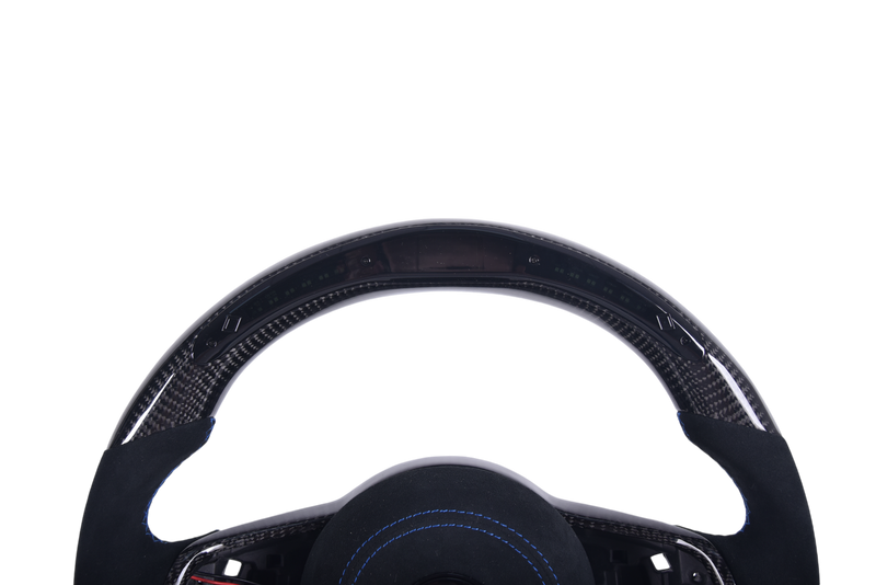 Custom Carbon Fiber Alcantara LED Steering Wheel for Volkswagen Golf 7 - rear view - Becquet Voiture