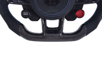 Custom Carbon Fiber Alcantara LED Steering Wheel for Volkswagen Golf 7 - three-quarter view - Becquet Voiture