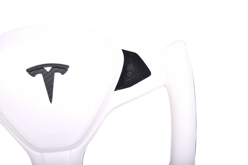 Volant Tesla Model S Plaid Cuir Carbone Personnalisé - installé sur véhicule - Becquet Voiture
