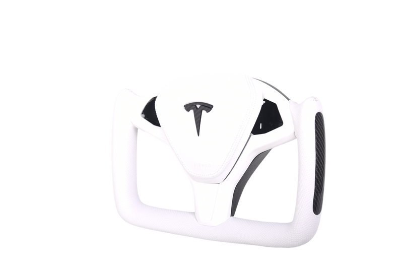 Volant Tesla Model S Plaid Cuir Carbone Personnalisé - vue arrière - Becquet Voiture