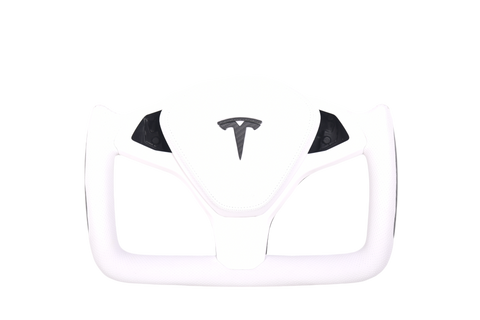 Volant Tesla Model S Plaid Cuir Carbone Personnalisé - vue de face - Becquet Voiture