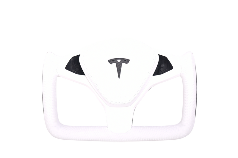 Volant Tesla Model S Plaid Cuir Carbone Personnalisé - vue de face - Becquet Voiture
