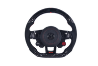 Volant Volkswagen Golf 7 Carbone Forgé Alcantara LED - vue de face - Becquet Voiture