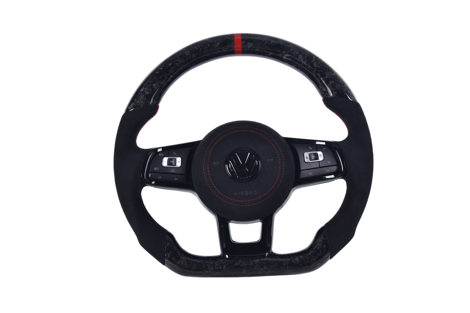 Volant Volkswagen Golf 7 GTI Fibre Carbone Forgé - vue de face - Becquet Voiture