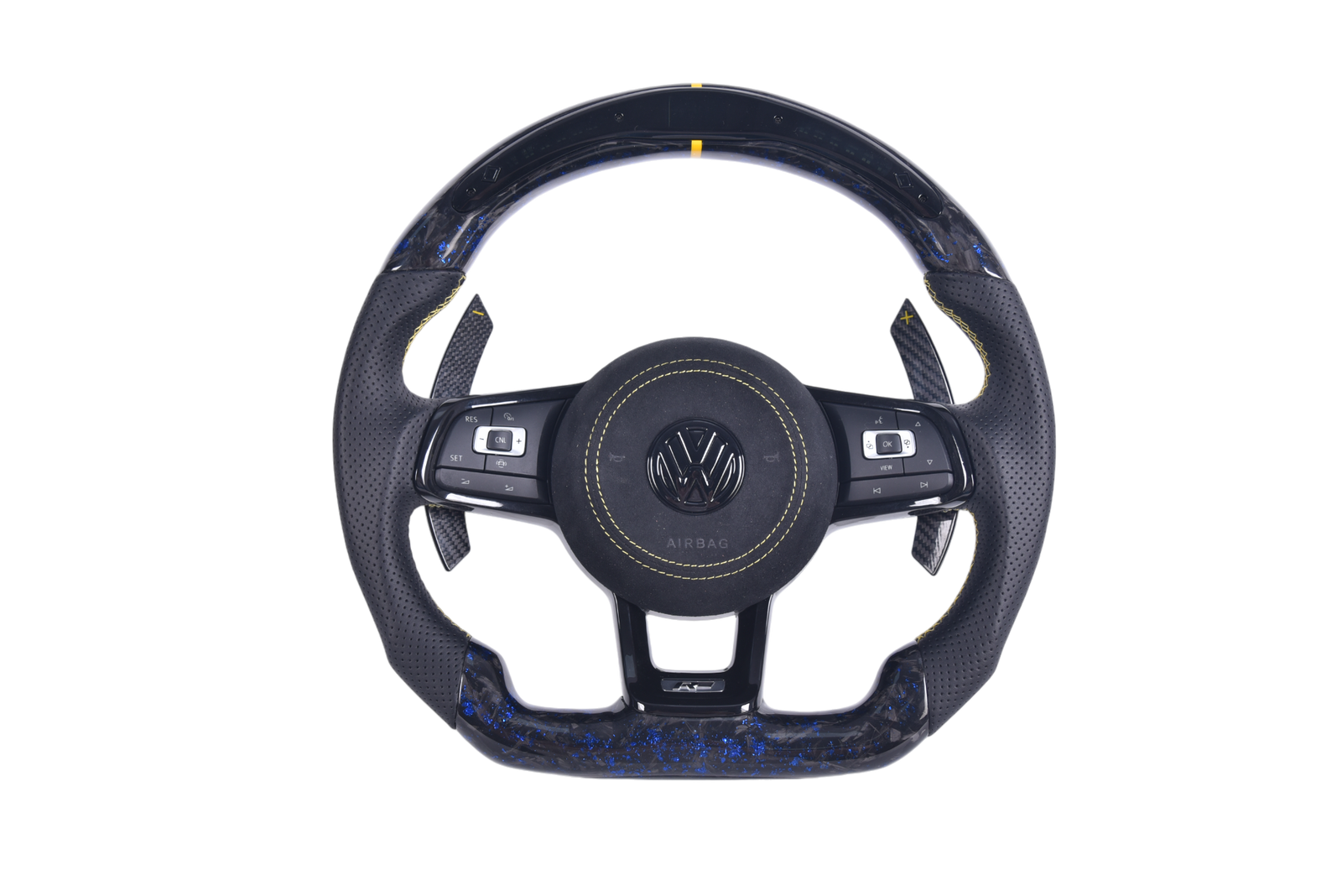 Volant Volkswagen Golf 7 R Carbone Forgé Cuir - vue de face - Becquet Voiture