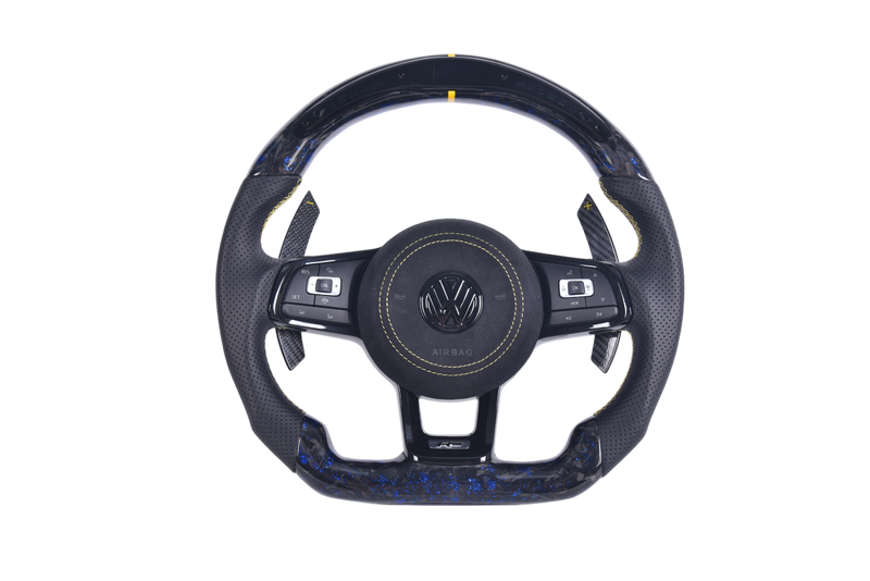 Volant Volkswagen Golf 7 R Carbone Forgé Cuir - vue de face - Becquet Voiture