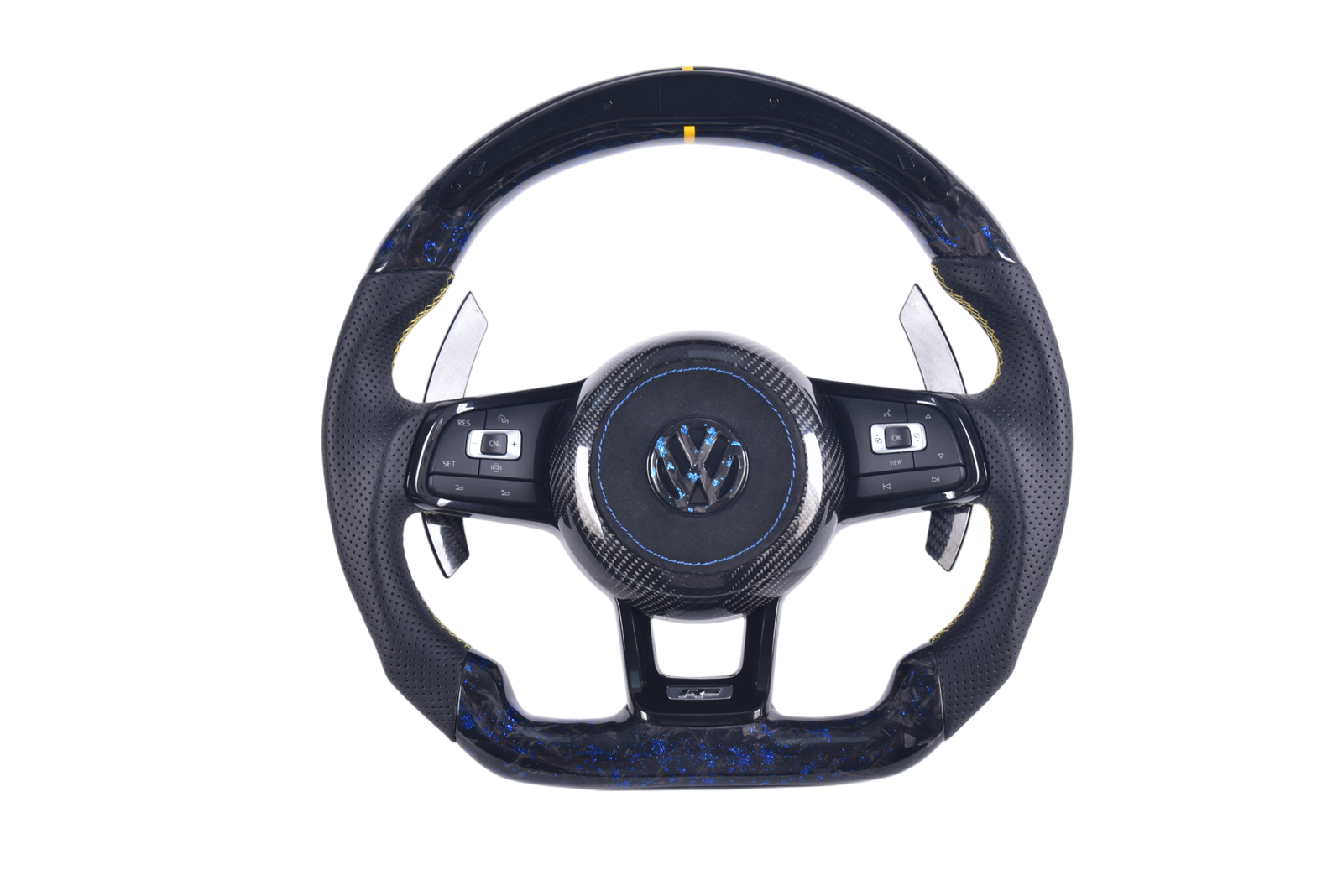 Volant Volkswagen Golf 7 R Carbone Forgé LED - vue de face - Becquet Voiture
