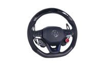 Volant Volkswagen Golf 8 Carbone Cuir LED 2020-2024 - vue de profil - Becquet Voiture