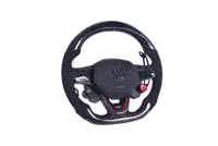 Volant Volkswagen Golf 8 Carbone Forgé Rouge LED - vue de profil - Becquet Voiture