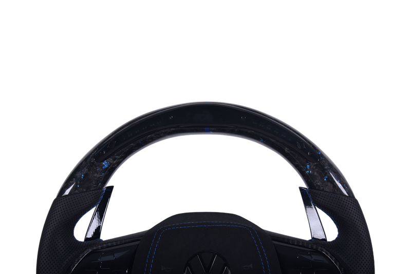 Volant Volkswagen Golf 8 R Carbone Forgé LED Bleu - vue arrière - Becquet Voiture