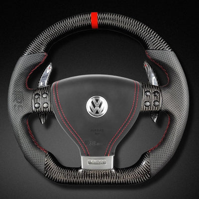 Volant VW Golf 5 GTI R32 Carbone Cuir - vue de face - Becquet Voiture