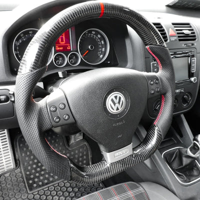Volant VW Golf 5 GTI R32 Carbone Cuir - vue de profil - Becquet Voiture