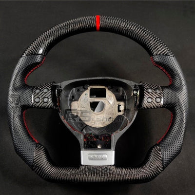 Volant VW Golf 5 GTI R32 Carbone Cuir - vue de trois-quarts - Becquet Voiture
