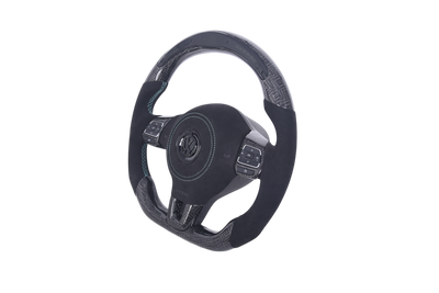 Volant VW Golf 6 Carbone Alcantara LED - vue de dessus - Becquet Voiture