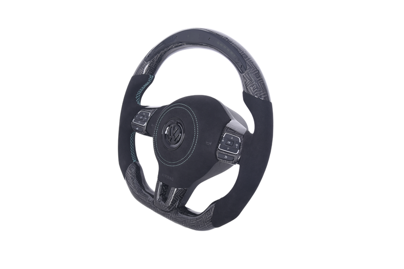 Volant VW Golf 6 Carbone Alcantara LED - vue de dessus - Becquet Voiture