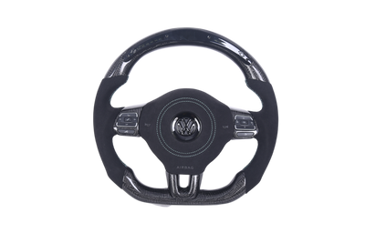 Volant VW Golf 6 Carbone Alcantara LED - vue de face - Becquet Voiture