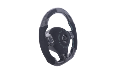 Volant VW Golf 6 Carbone Alcantara LED - vue de profil - Becquet Voiture