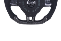 Volant VW Golf 6 Carbone Alcantara LED - vue de trois-quarts - Becquet Voiture