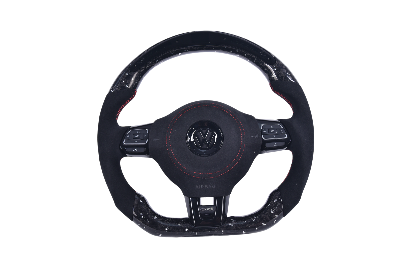 Volant VW Golf 6 GTI Carbone Forgé Alcantara - vue de face - Becquet Voiture