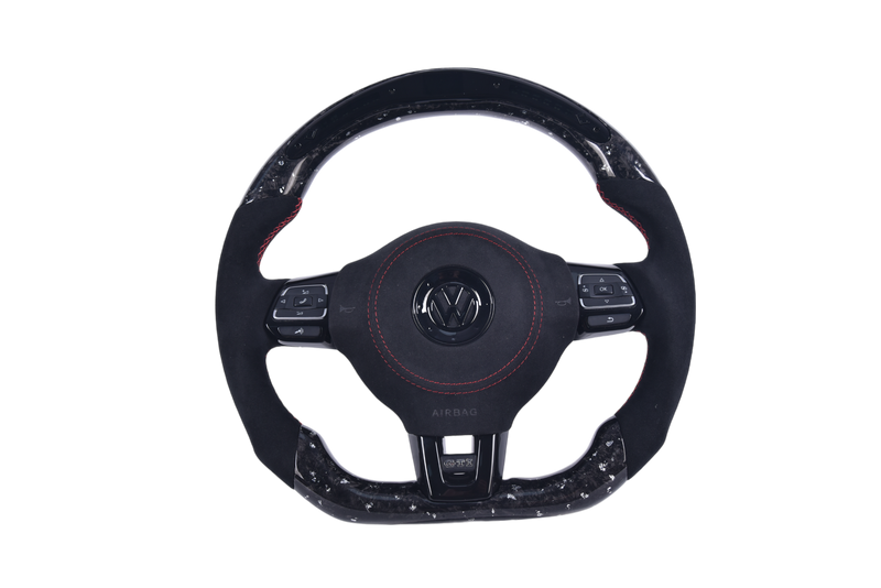 Volant VW Golf 6 GTI Carbone Forgé Alcantara - vue de face - Becquet Voiture