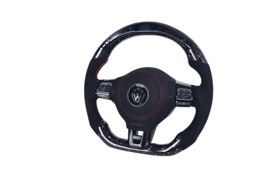 Volant VW Golf 6 GTI Carbone Forgé Alcantara - vue rapprochée - Becquet Voiture
