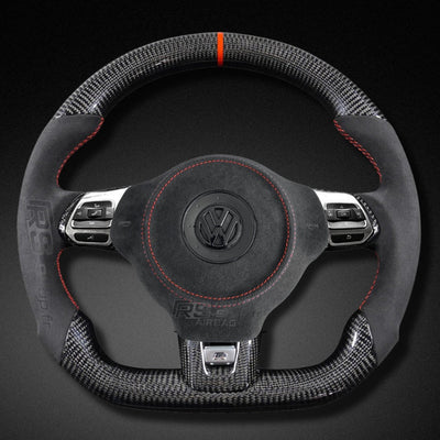 Volant VW Golf 6 GTI R Carbone Cuir Alcantara - vue de face - Becquet Voiture