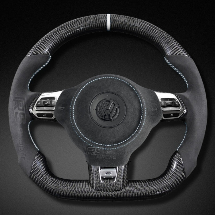 Volant VW Golf 6 GTI R Carbone Cuir Alcantara - vue de trois-quarts - Becquet Voiture